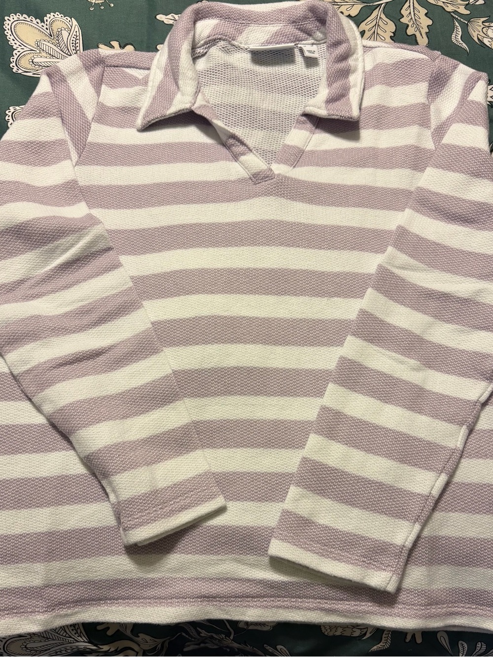 Denim & Co Striped Collared Knit Polo